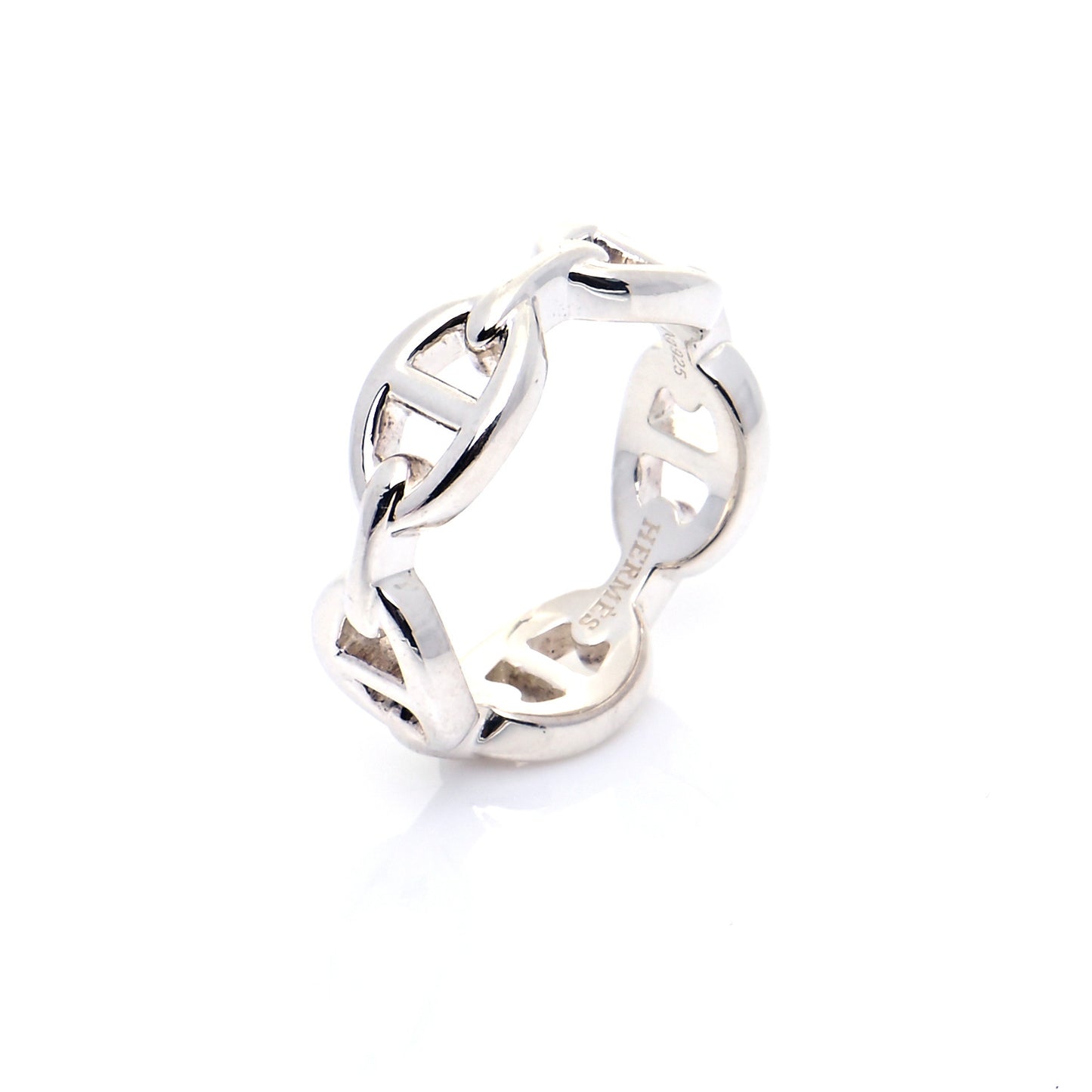Sterling Silver PM Chaine d'Ancre Enchainee Band Ring 54 6.75