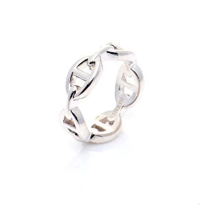 Hermes Sterling Silver PM Chaine d'Ancre Enchainee Band Ring 54 6.75 4 of 7