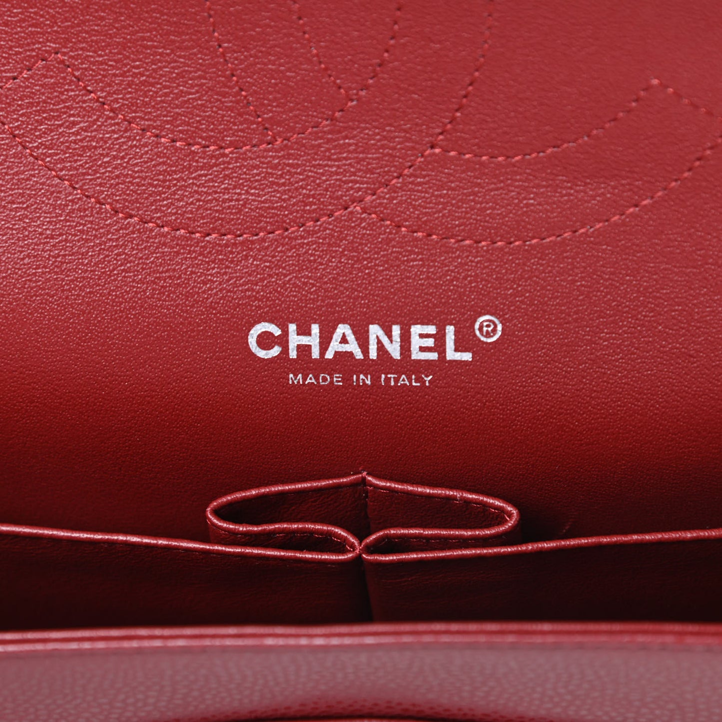 Caviar Quilted Jumbo Double Flap Dark Red