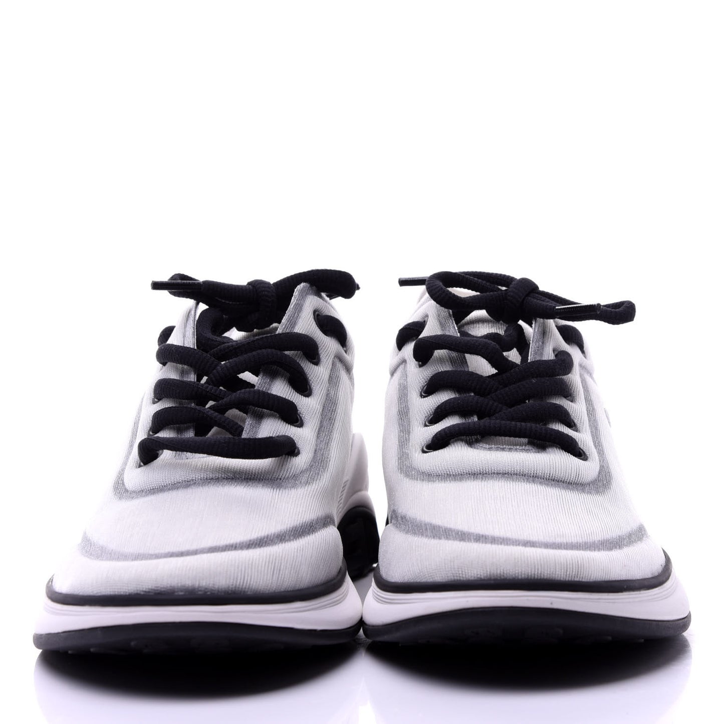 Calfskin Mesh Lycra Womens Logo Sneakers 39 White Black