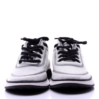 Chanel Calfskin Mesh Lycra Womens Logo Sneakers 39 White Black 2 of 10