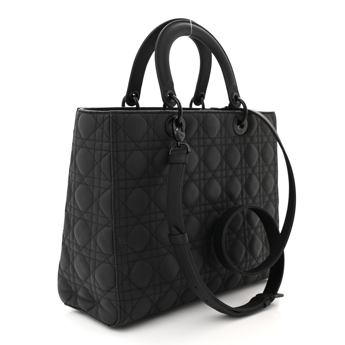 Ultra Matte Calfskin Cannage Large Lady Dior Black