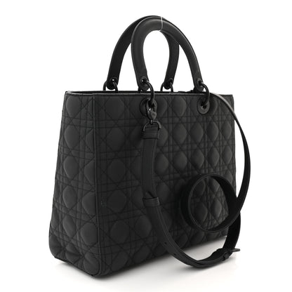 Christian Dior Ultra Matte Calfskin Cannage Large Lady Dior Black 2 of 11