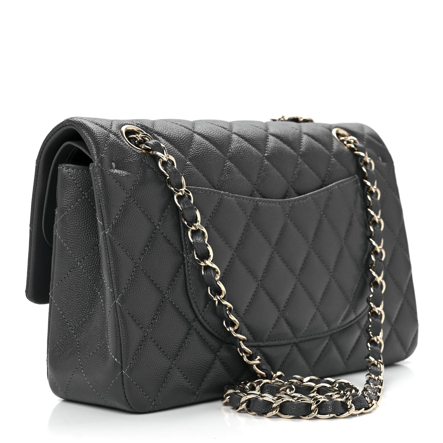 Chanel Caviar Quilted Medium Double Flap Dark Grey 2 of 12