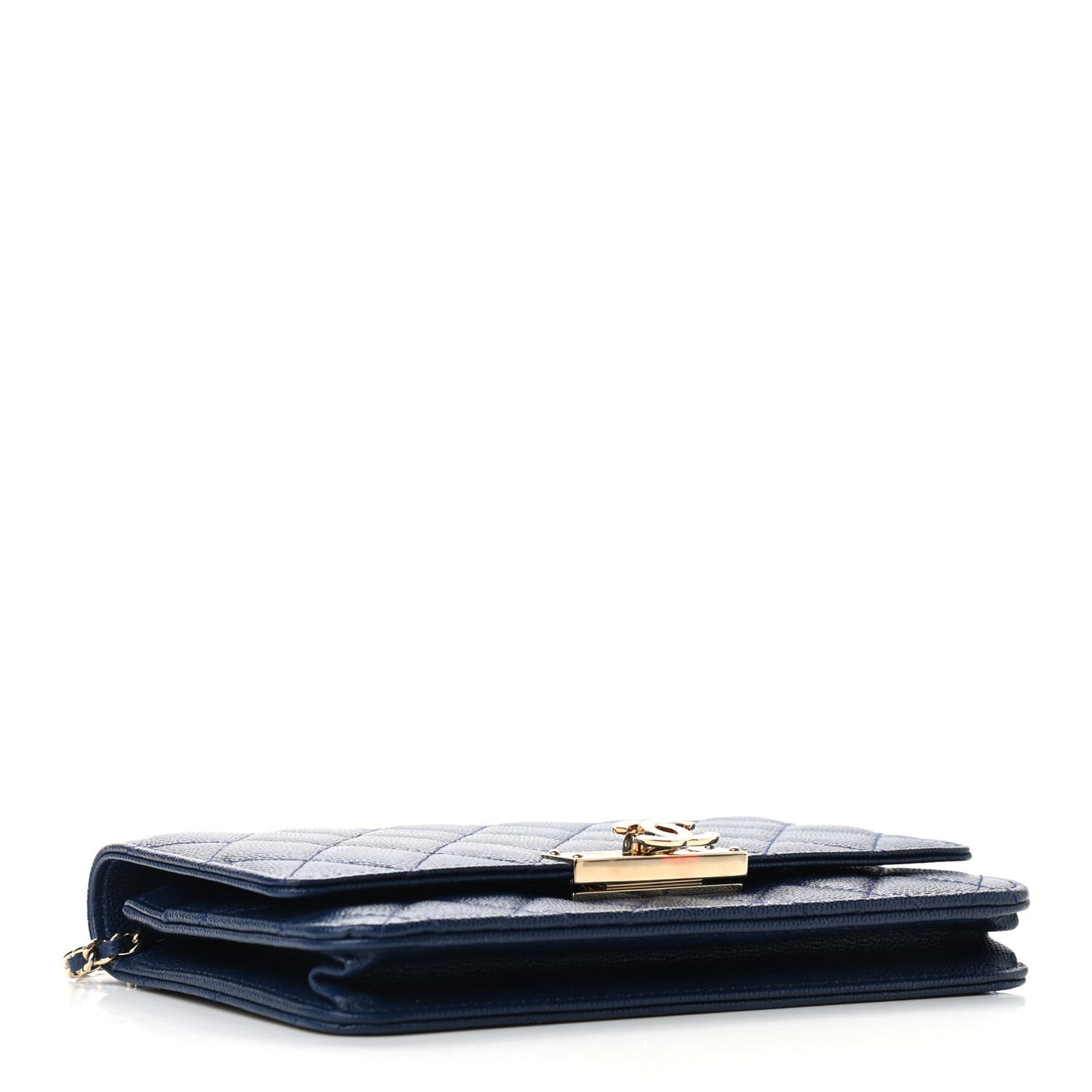 Caviar Quilted Golden Class Wallet On Chain WOC Navy
