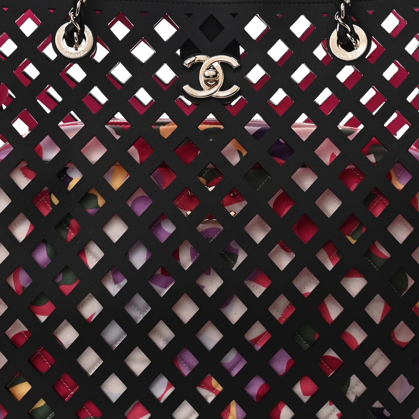 Lambskin Sea Through Tote Black Multicolor