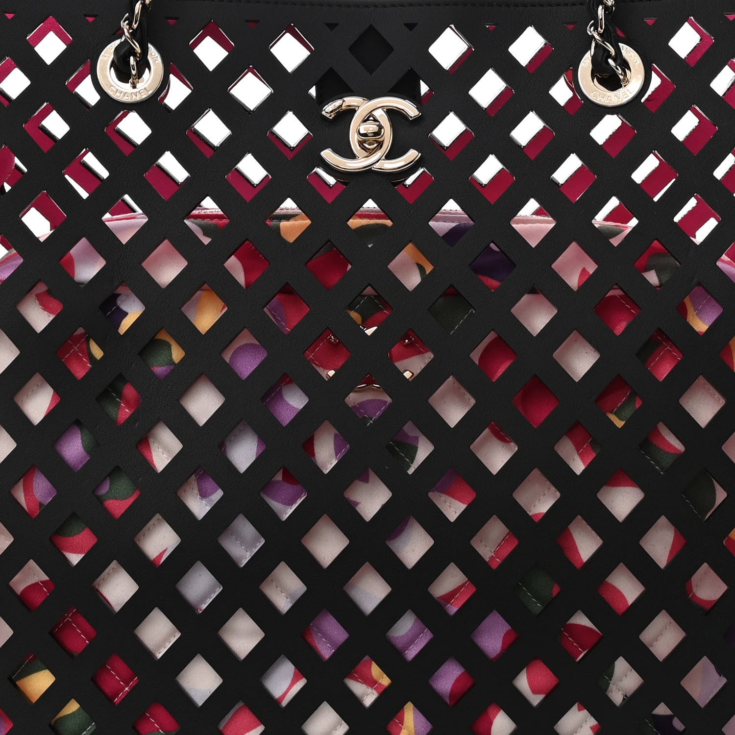 Chanel Lambskin Sea Through Tote Black Multicolor 10 of 12