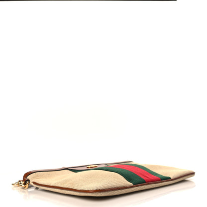 Gucci Vintage Canvas Web Pouch Sand Cuir 4 of 7
