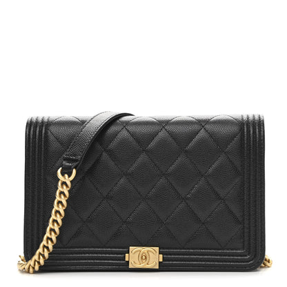 Chanel Caviar Quilted Boy Wallet On Chain WOC Black 1 of 13