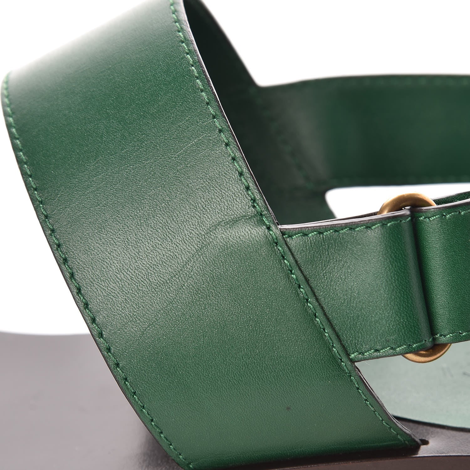 Gucci Calfskin Sandals 40 Gold Green 9 of 10