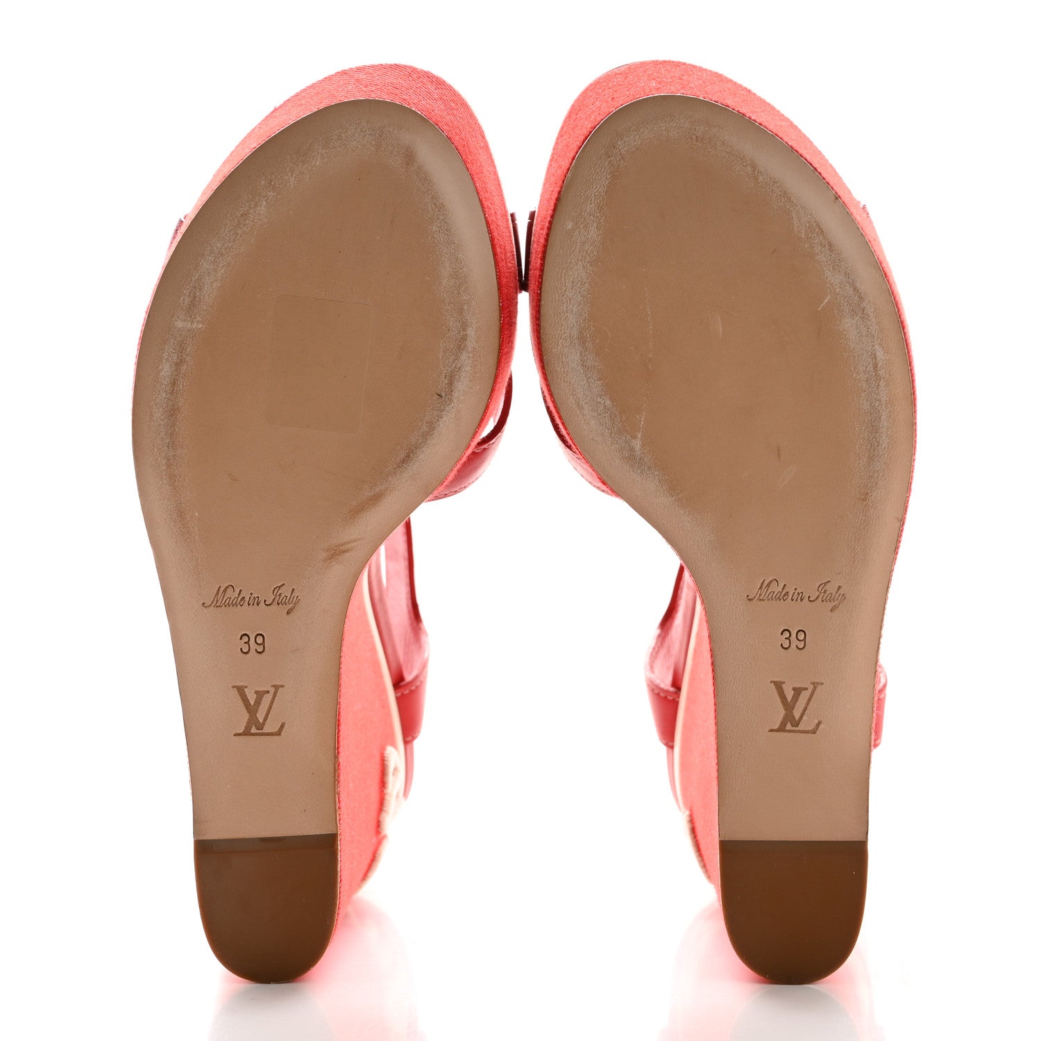 Louis Vuitton Canvas Waterfall Wedge Sandals 39 Red 5 of 8