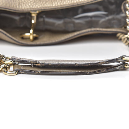 Gucci Metallic Pebbled Calfskin Medium Soho Chain Shoulder Bag Golden Beige 8 of 13