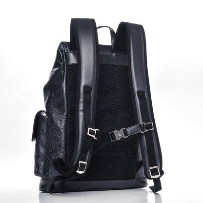 Gucci Guccissima Signature Double Buckle Backpack Blue 3 of 8