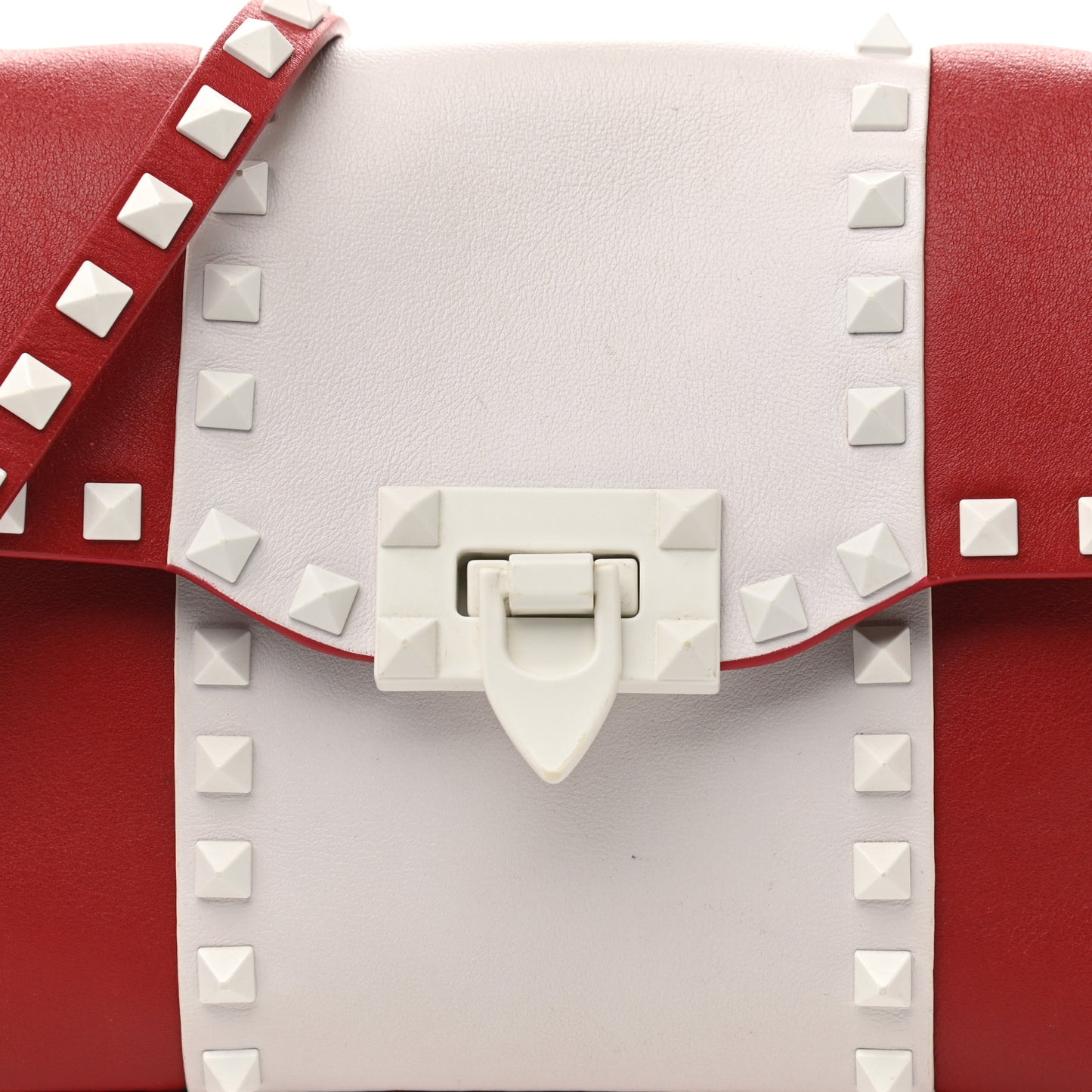 Vitello Colorblock Medium Free Rockstud Flip Lock Crossbody Bag Rosso Valentino Optic White