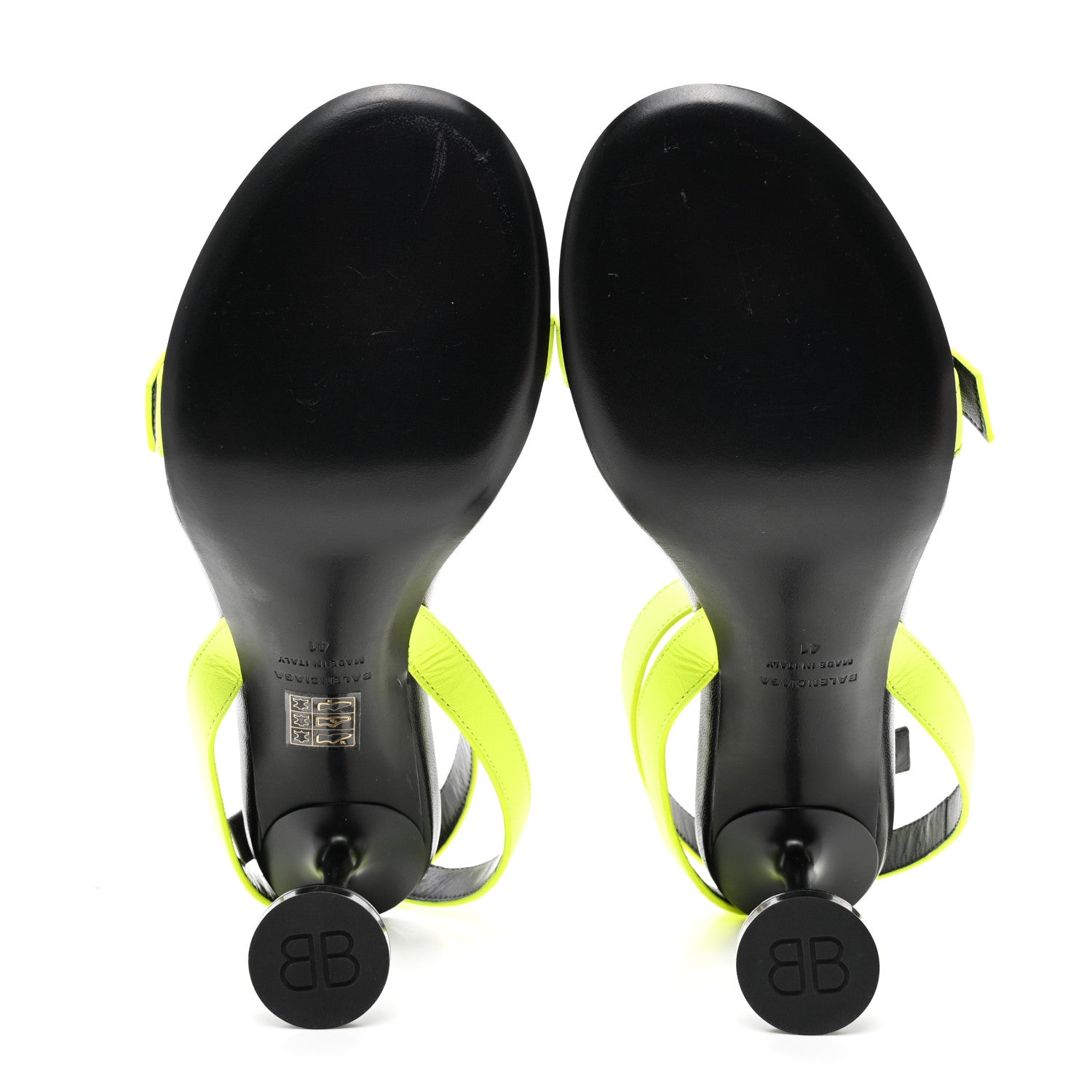 Balenciaga Calfskin Logo Afterhour 90mm Sandal 41 Black Fluo Yellow 5 of 9