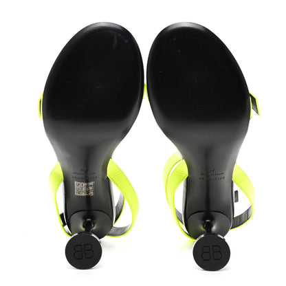 Balenciaga Calfskin Logo Afterhour 90mm Sandal 41 Black Fluo Yellow 5 of 9