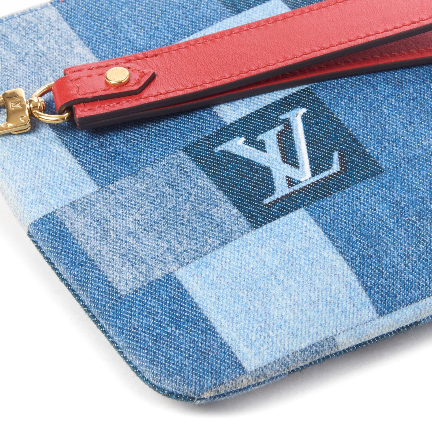 Louis Vuitton Denim Monogram Patchwork City Pouch Blue Rouge 5 of 7