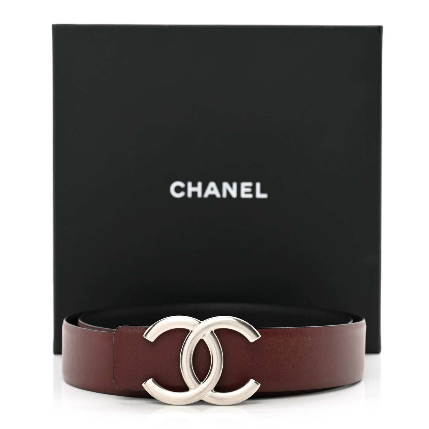 Calfskin CC Reversible Belt 85 34 Black Burgundy