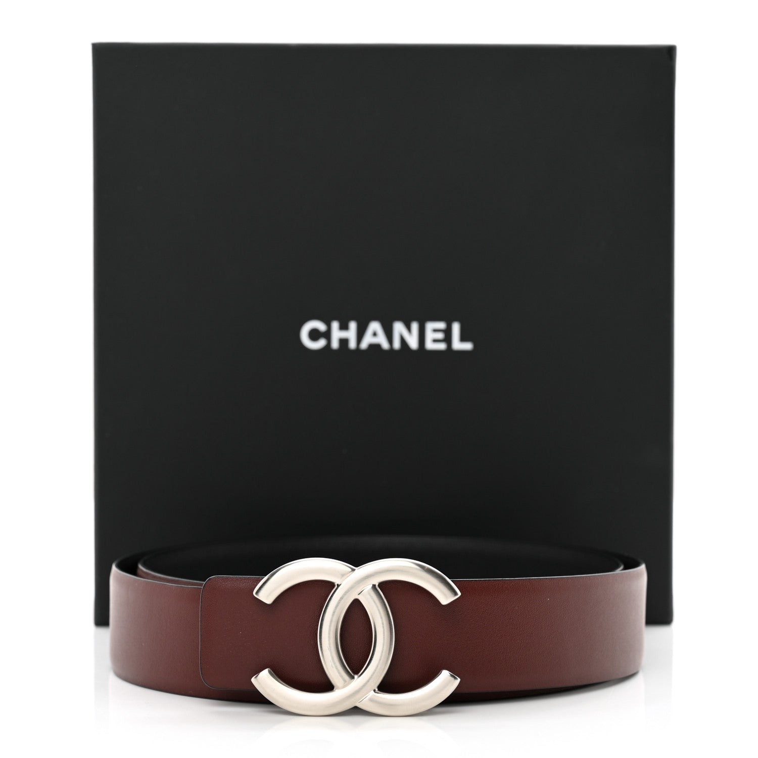 Chanel Calfskin CC Reversible Belt 85 34 Black Burgundy 6 of 6