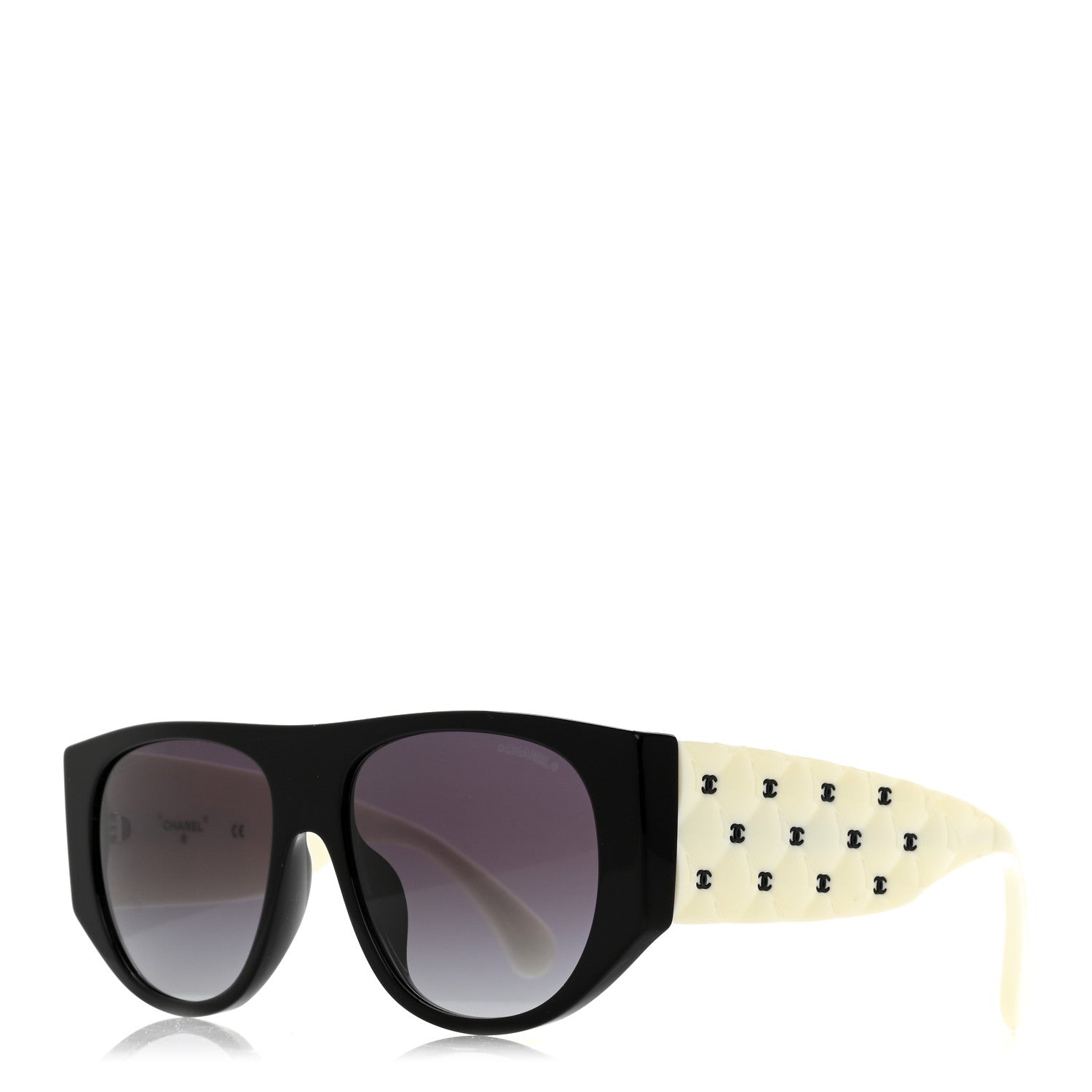 Chanel Acetate Quilted CC Pilot Sunglasses 71465 White Black 1 of 12