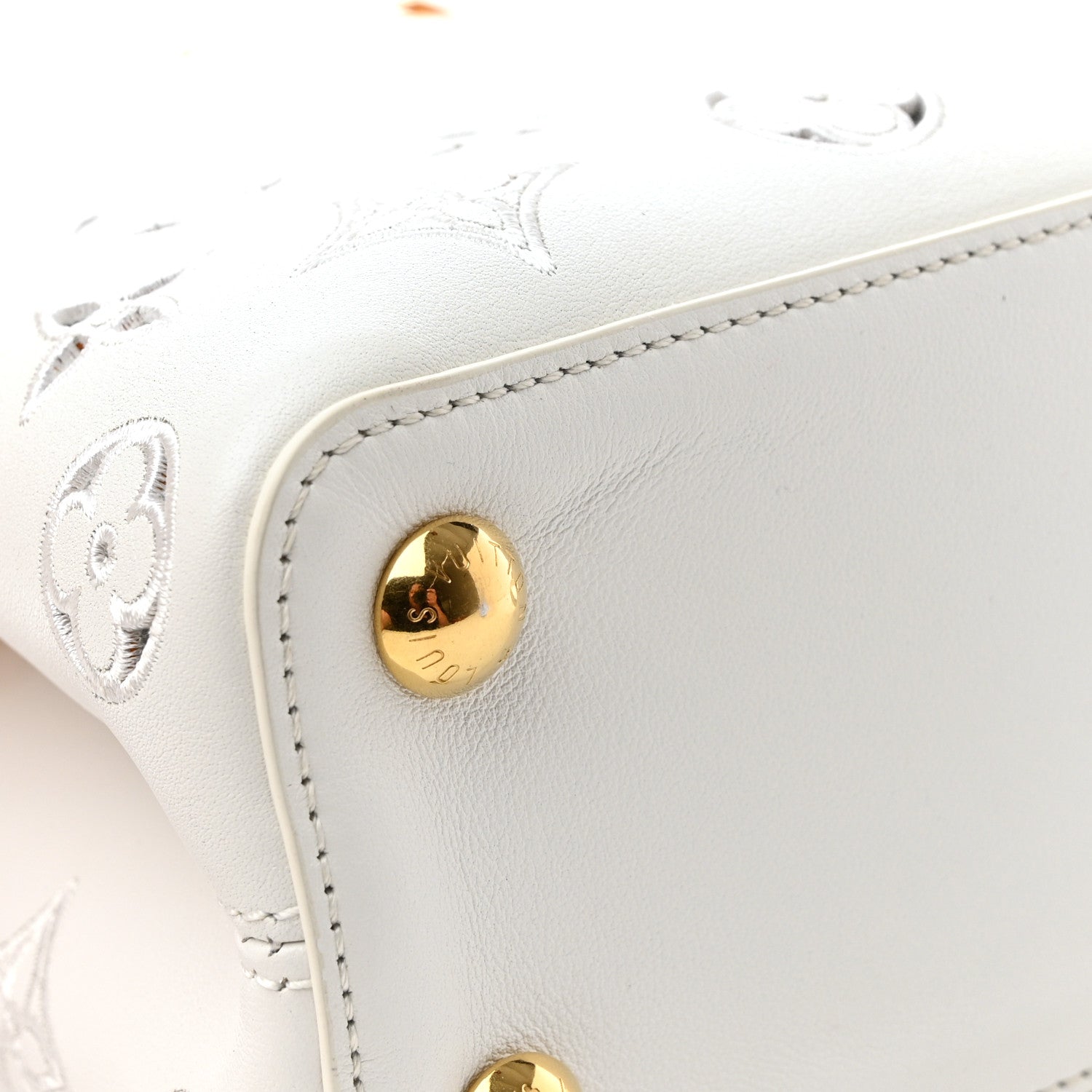 Louis Vuitton Calfskin LV Broderie Capucines BB White 11 of 16