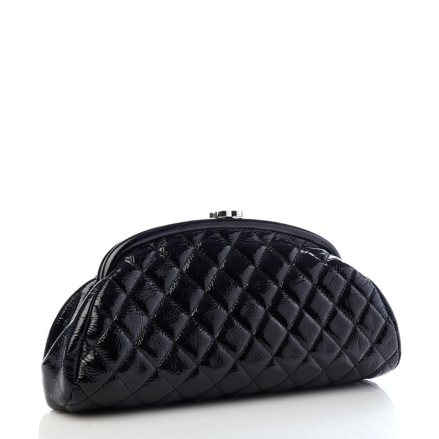 Distressed Patent Quilted Timeless Clutch Black