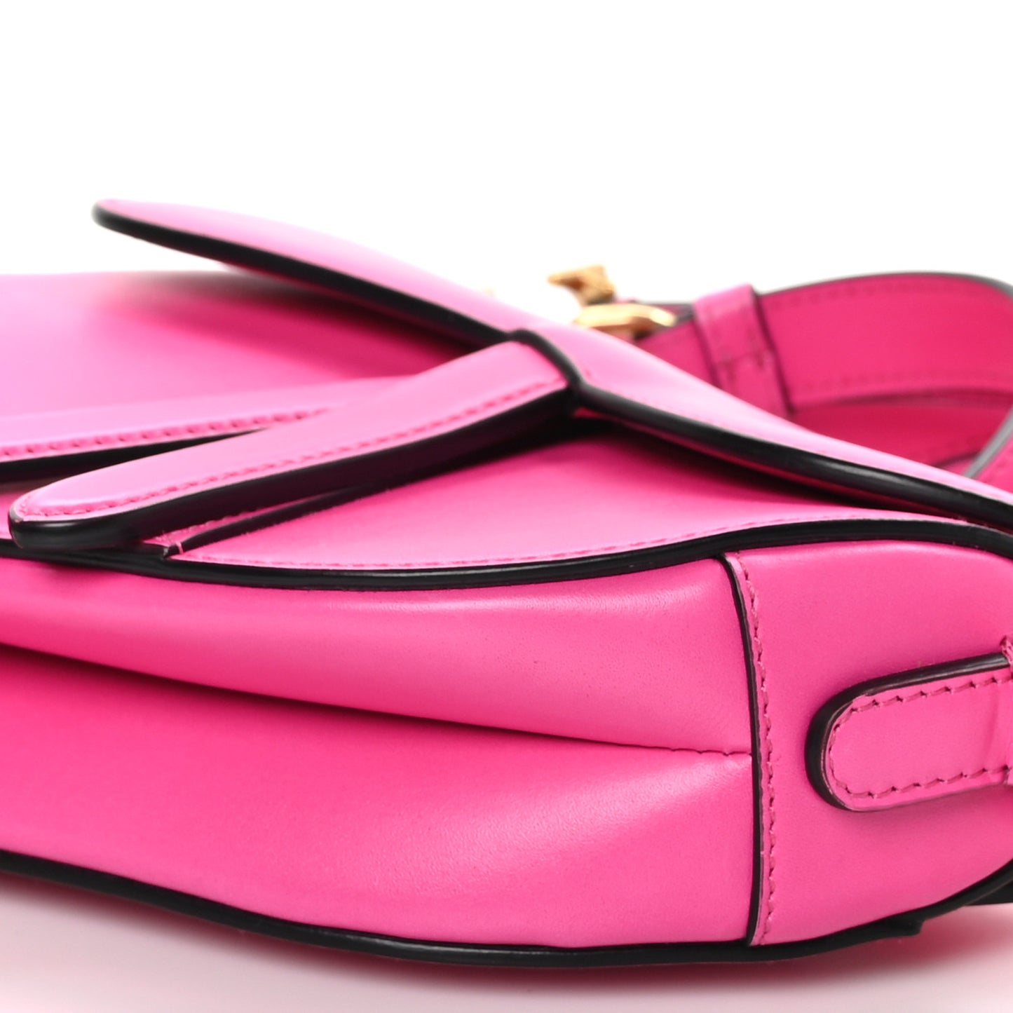 Supple Calfskin Mini Saddle Bag With Strap Passion Pink