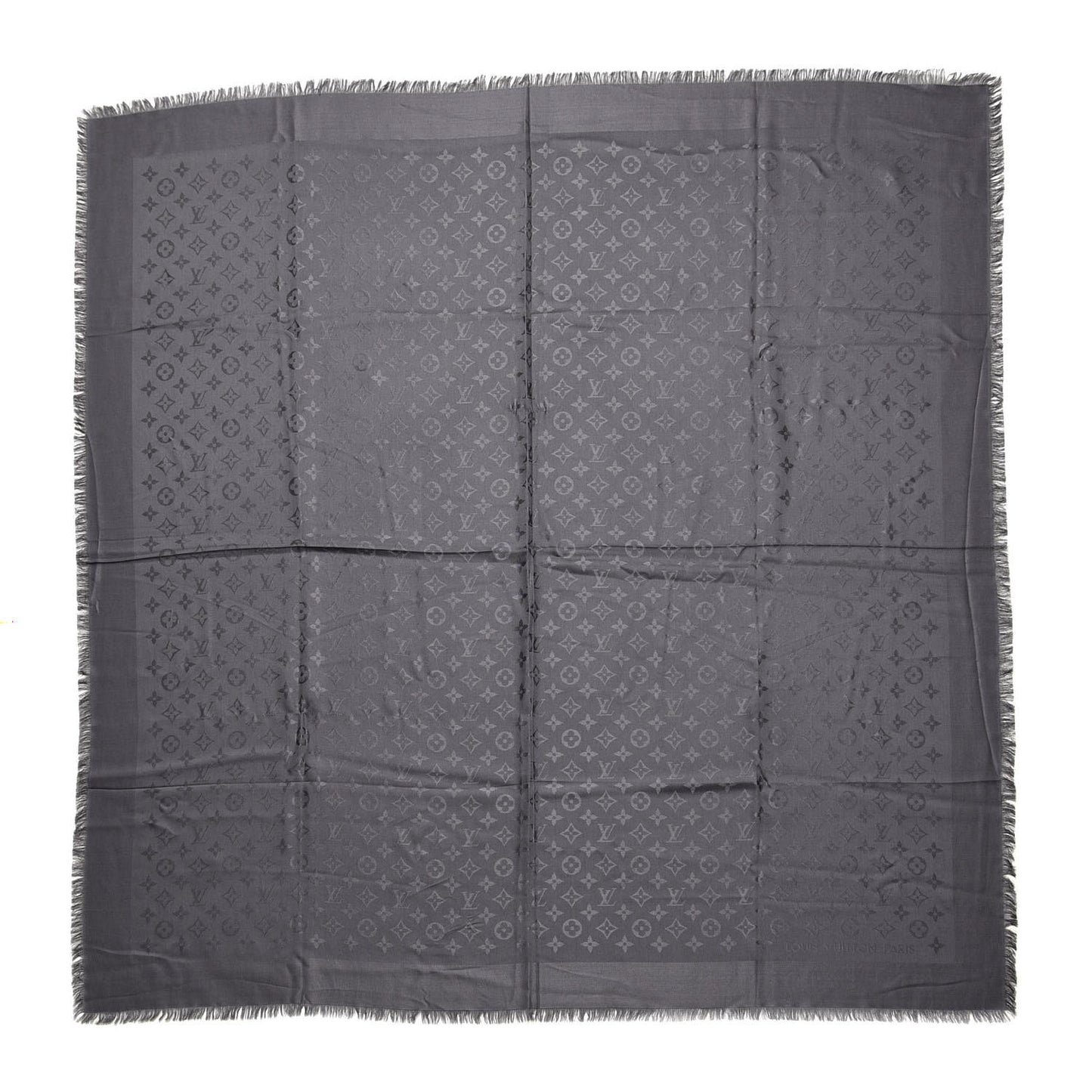 Wool Silk Monogram Shawl Anthracite