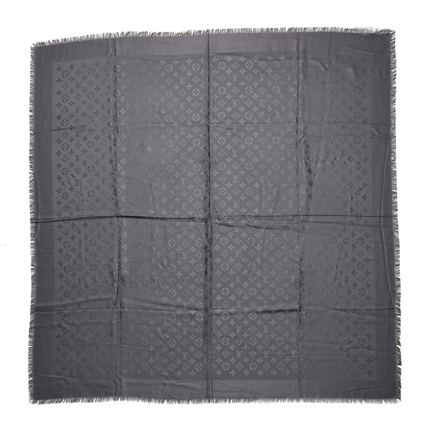 Louis Vuitton Wool Silk Monogram Shawl Anthracite 1 of 3