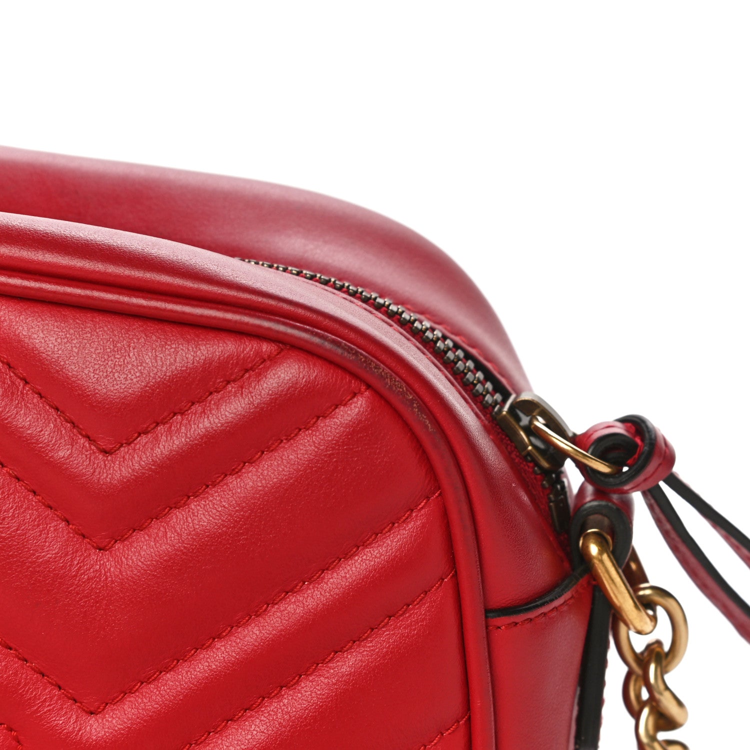 Gucci Calfskin Matelasse Small GG Marmont Chain Shoulder Bag Hibiscus Red 17 of 38