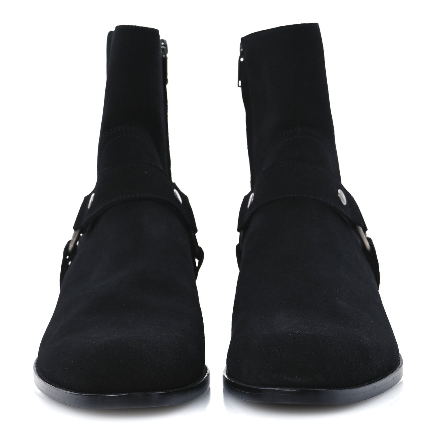 Saint Laurent Suede Mens Wyatt Harness Boots 41 Black 1710317 