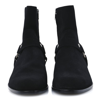 Saint Laurent Suede Mens Wyatt Harness Boots 41 Black 3 of 13