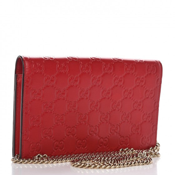 Gucci Guccissima Signature Bowy Chain Wallet Hibiscus Red 3 of 6