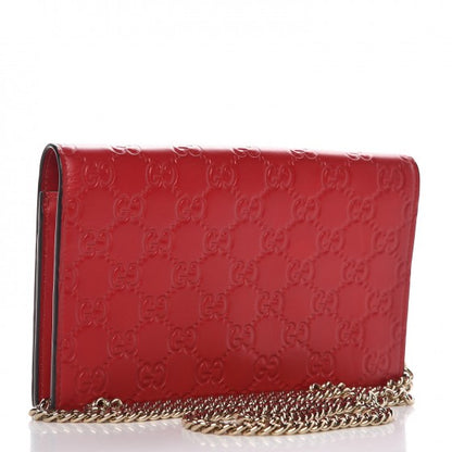 Gucci Guccissima Signature Bowy Chain Wallet Hibiscus Red 3 of 6