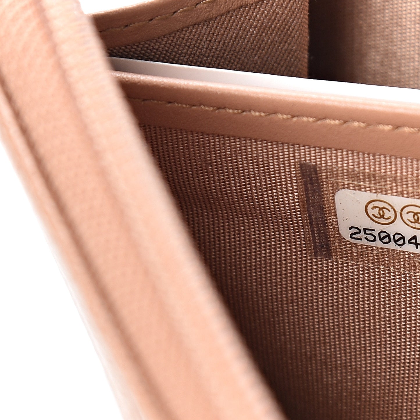 Caviar Chevron Quilted Zip Around Boy Wallet Light Brown