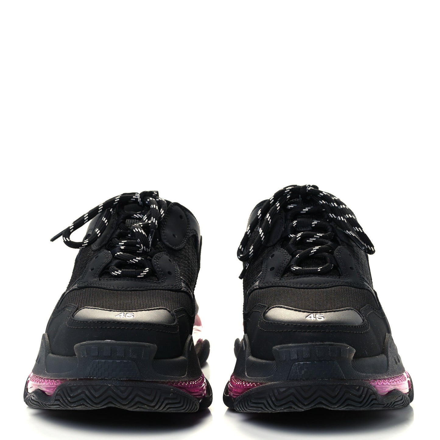 Fabric Mesh Clear Sole Mens Triple S Sneakers 45 Black Pink Neon