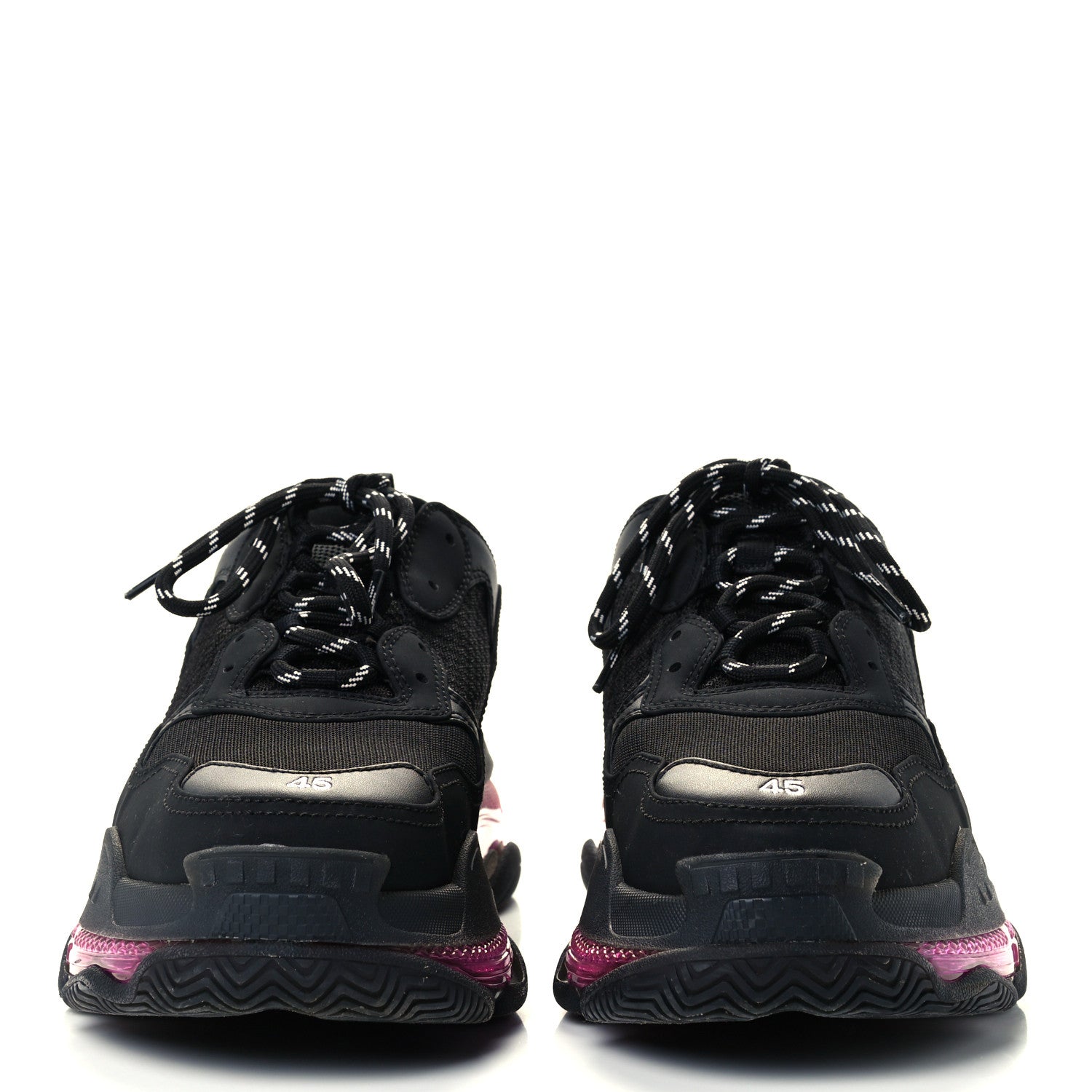 Balenciaga Fabric Mesh Clear Sole Mens Triple S Sneakers 45 Black Pink Neon 3 of 11