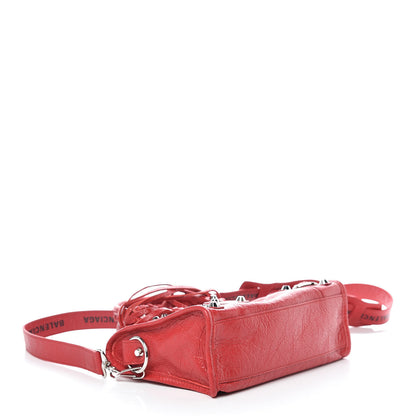 Balenciaga Agneau Classic Silver Hardware Mini City Logo Strap Red Black 4 of 9