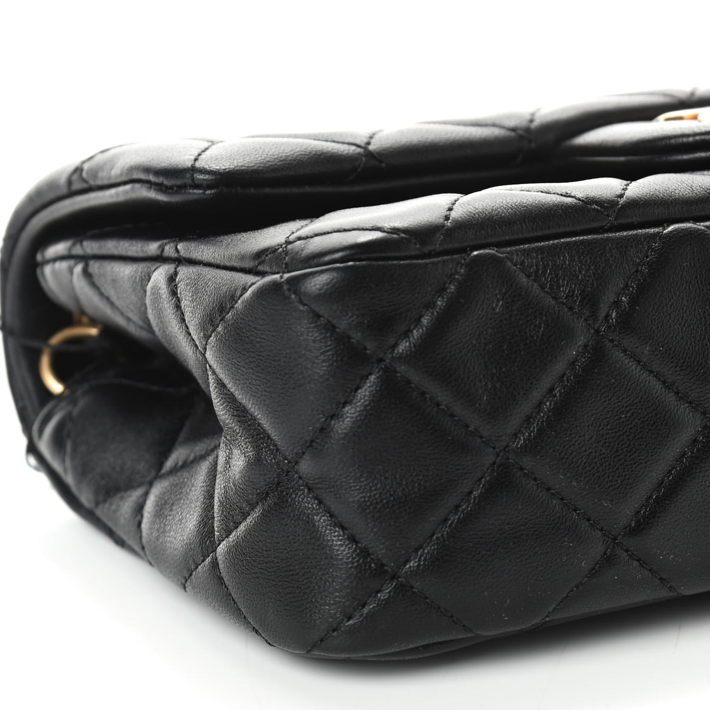 Lambskin Quilted Mini Rectangular Pearl Crush Flap Black