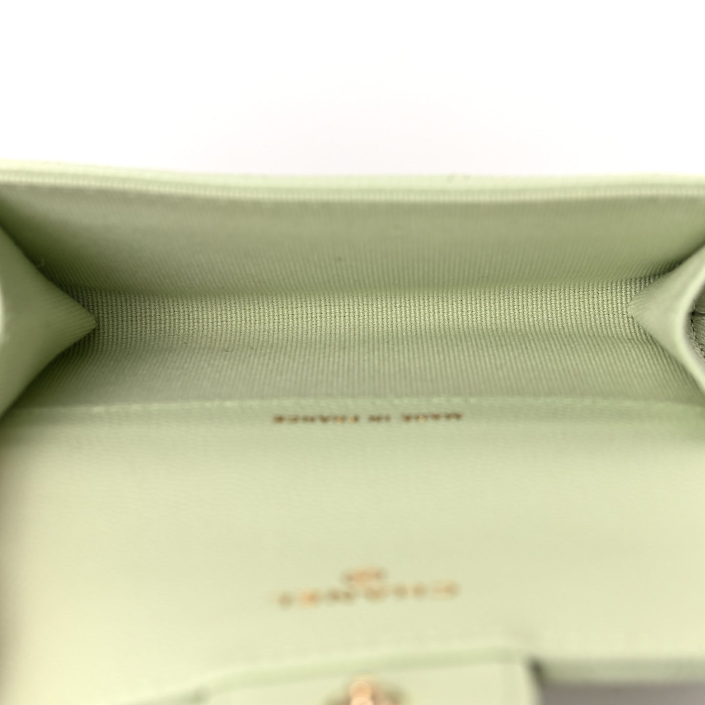 Caviar Quilted Flap Card Holder Wallet Light Green