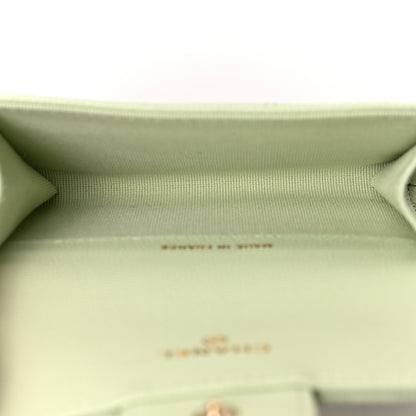 Chanel Caviar Quilted Flap Card Holder Wallet Light Green 5 of 10
