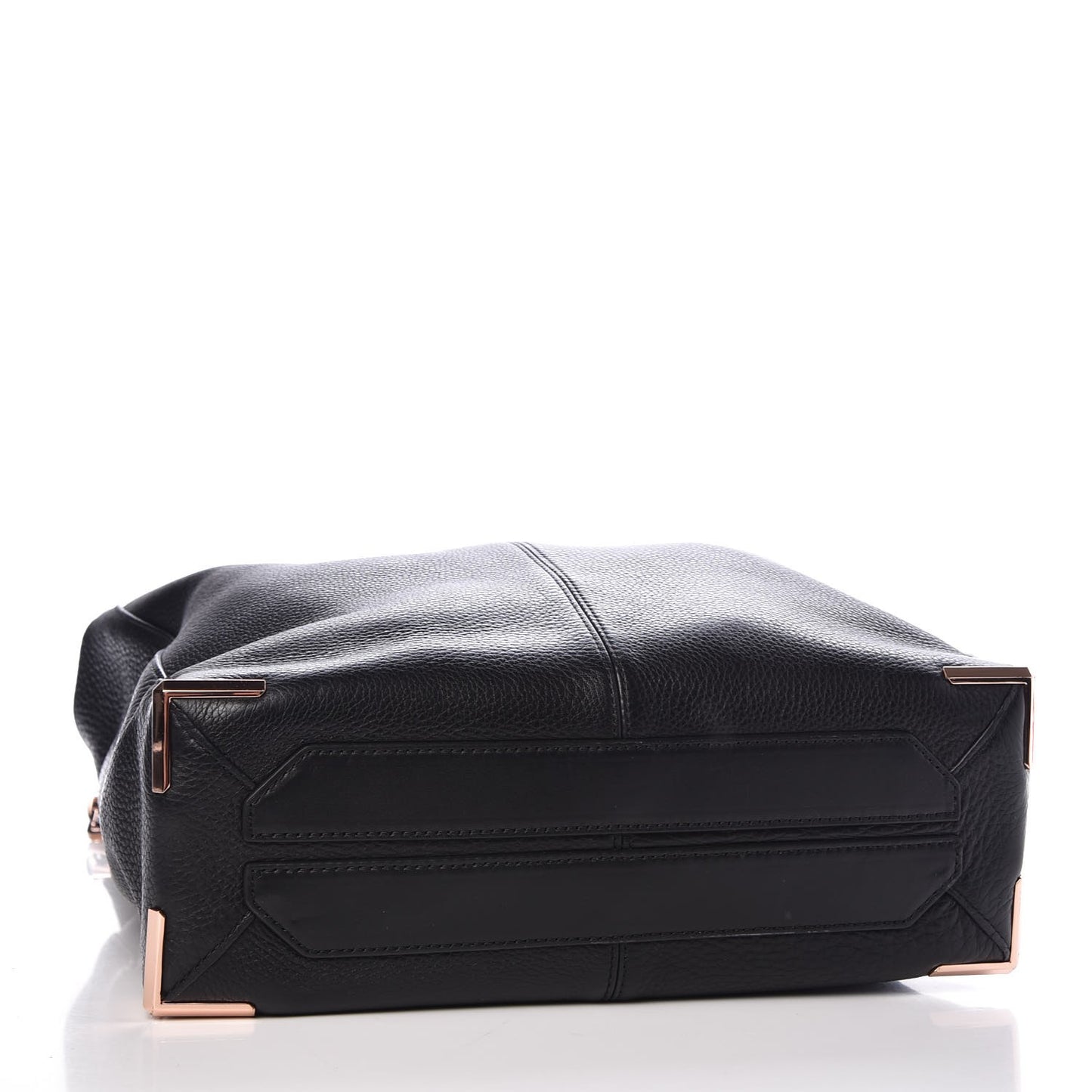 Pebbled Calfskin Prisma Skeletal Tote Black Rose Gold Hardware