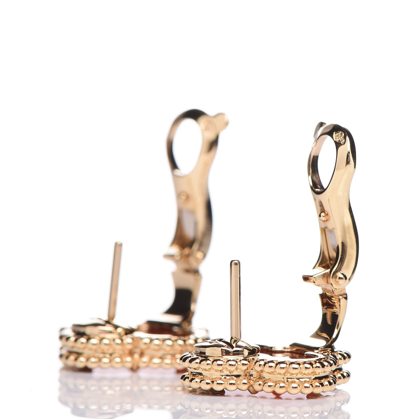 18K Yellow Gold Carnelian Vintage Alhambra Earrings