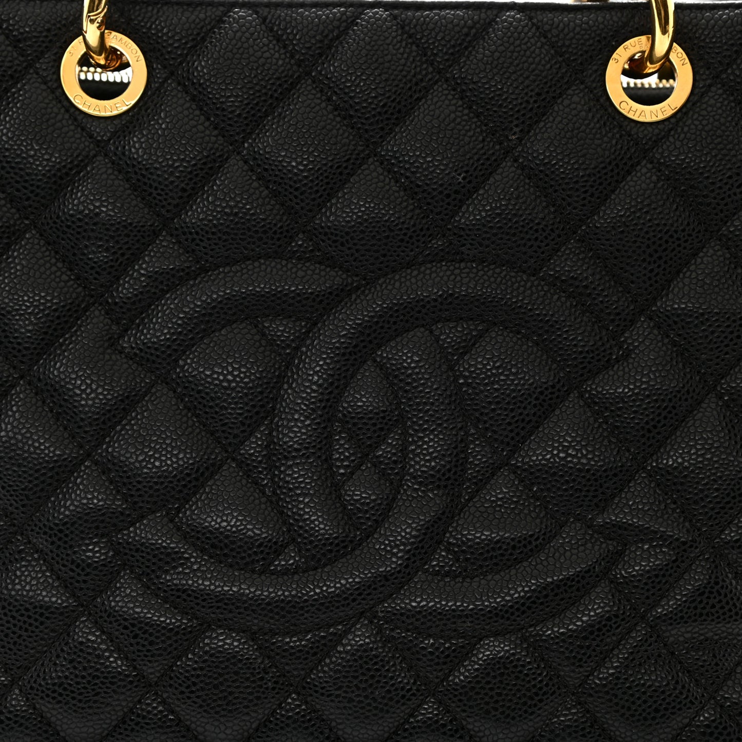 Caviar Quilted Grand Shopping Tote GST Black