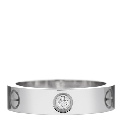 Cartier 18K White Gold 3 Diamond 5.5mm LOVE Ring 63 10.25 1 of 5