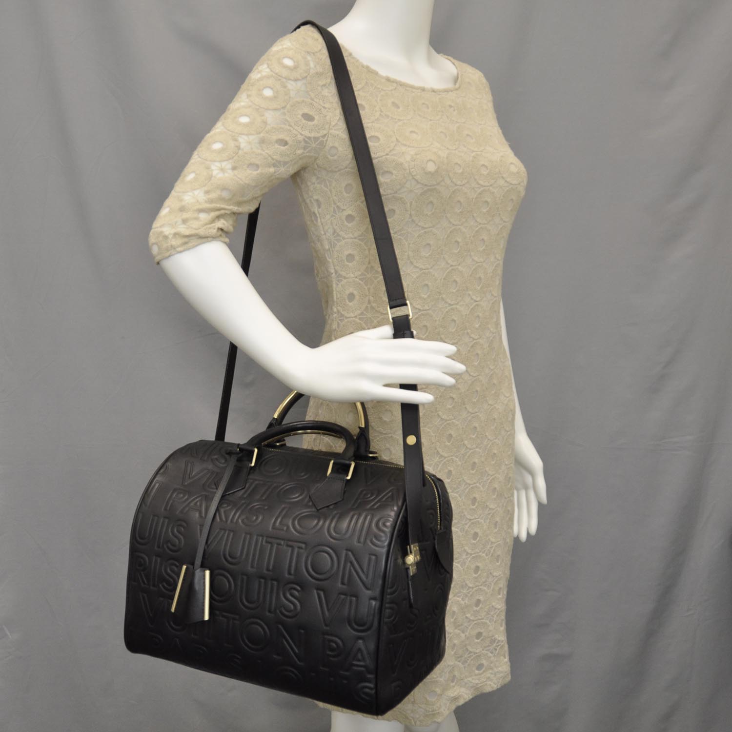 Louis Vuitton Calfskin Embossed Speedy Cube 30 Black 2 of 13