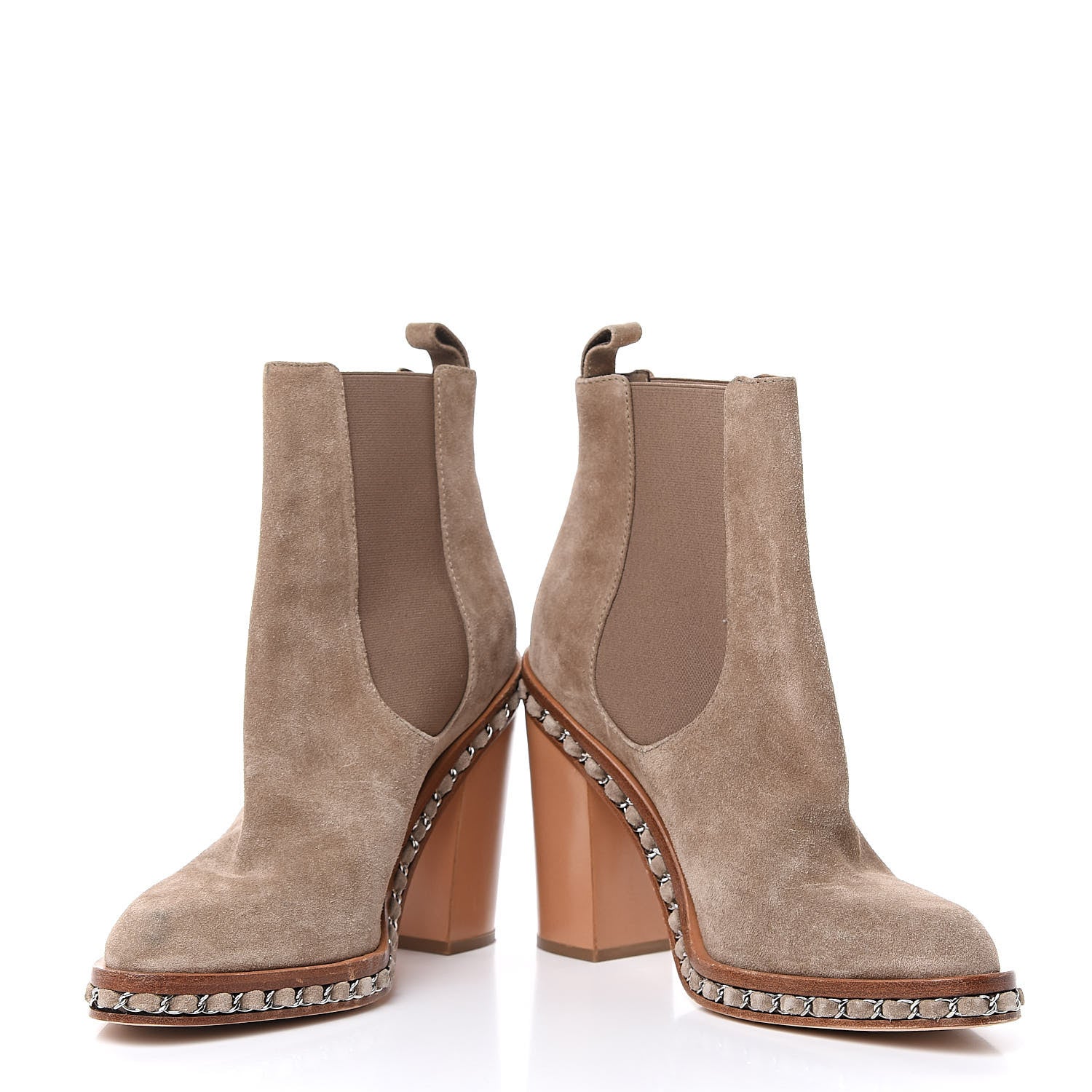 Chanel Suede Chain Around Elastic Boots 41.5 Light Brown 5 of 11