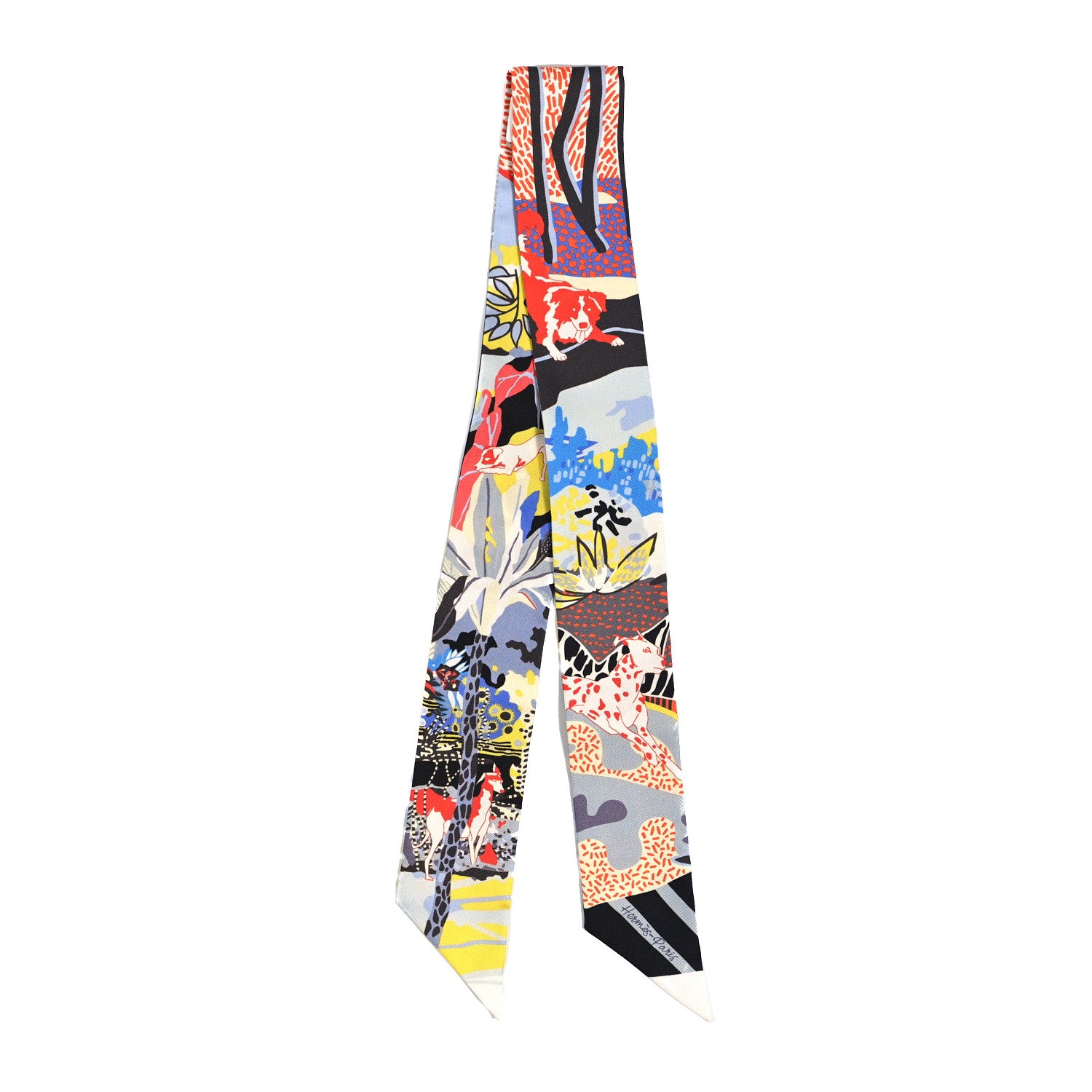 Hermes Silk En Liberte Twilly Ebene Jaune Bleu 2 of 3