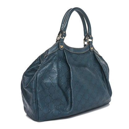 Gucci Metallic Guccissima Medium Sukey Tote Blue 3 of 10