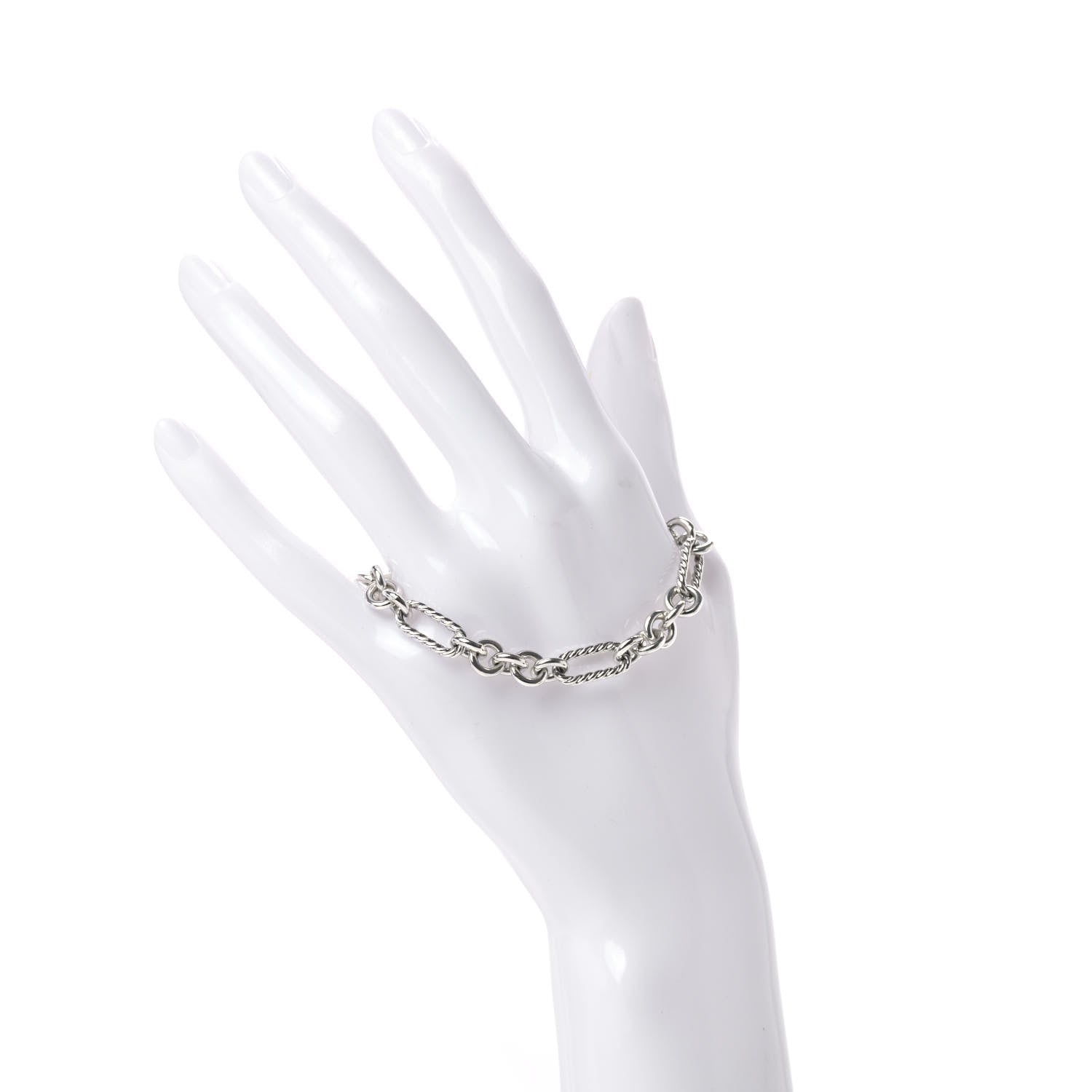 David Yurman Sterling Silver 18K Yellow Gold Figaro Link Bracelet 2 of 5